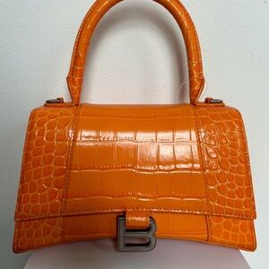 Balenciaga Orange Croc-Embossed Mini Bag
